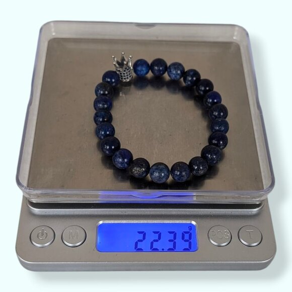 Lapis Lazuli Crown Stretch Bracelet - Picture 7 of 7